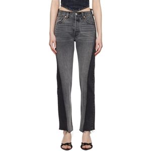 Levis 501 Spliced Mid-Rise Colorblocked  Straight Leg Jeans Black 30 x 30